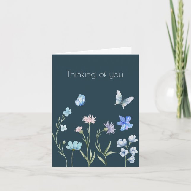 Thinking of You Botanical Wildflower Flower Boho Card (Front)