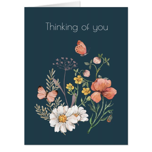 Thinking of You Botanical Wildflower Flower Boho Card (Front)
