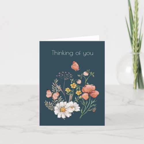 Thinking of You Botanical Wildflower Flower Boho Thank You Card