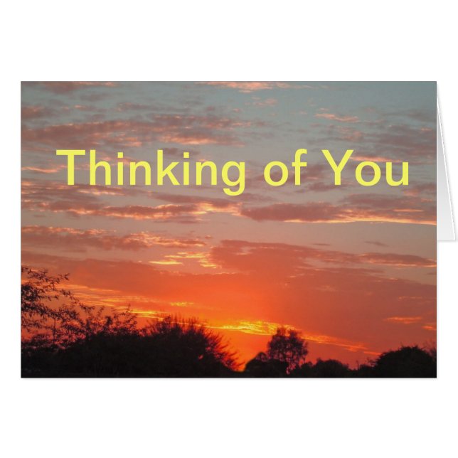 Thinking of You Bright Orange Sunset Photo Cards (Front Horizontal)