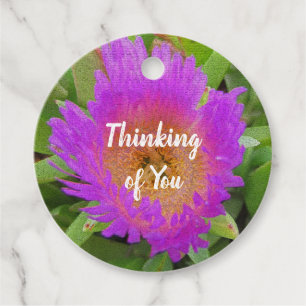 Thinking of You Bright Purple Flower Photo Floral Favor Tags