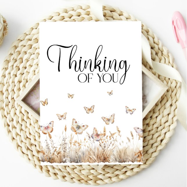 Thinking of You Butterflies Wildflower Floral Card (Creator Uploaded)