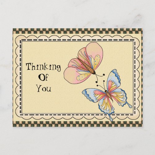 Thinking Of You Butterfly cartoon postcard