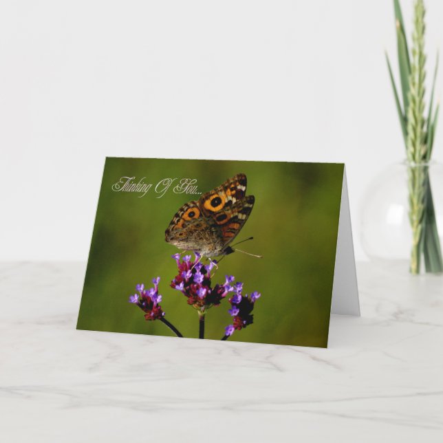 Thinking Of You. Butterfly Condolences Sympathy Card (Front)