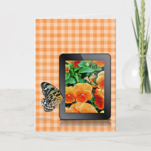thinking of you butterfly on electronic tablet card