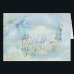 Thinking Of You Card<br><div class="desc">A beautifully simple card in shades of blue to let someone know they are being thought of. The inside verse reads "Thinking of you and hugging you with my prayers"</div>