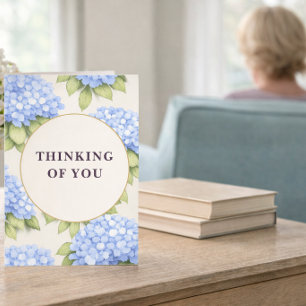 Thinking of You Card Blue Hydrangea Floral