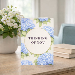 Thinking of You Card Blue Hydrangea Flowers