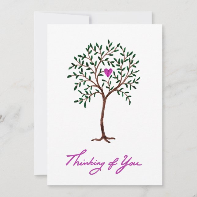 Thinking of you card, tree with heart thank you card (Front)