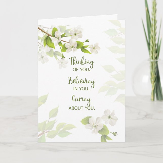 Thinking of You Caring Soft White Blossoms Green Card (Front)