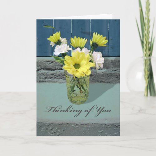 Thinking of You Carnations and Daisies in Jar Card