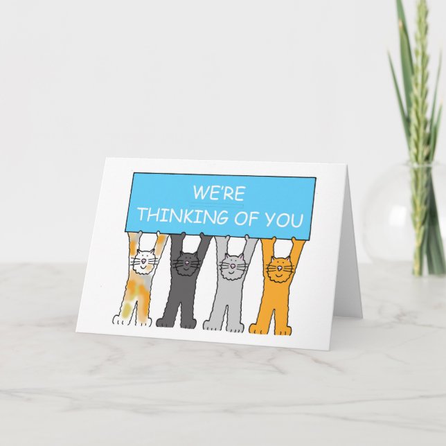 Thinking of You Cartoon Cats Card (Front)