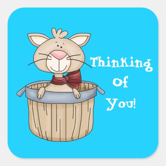 Thinking Of You Cartoon Sicker Square Sticker Zazzle Com