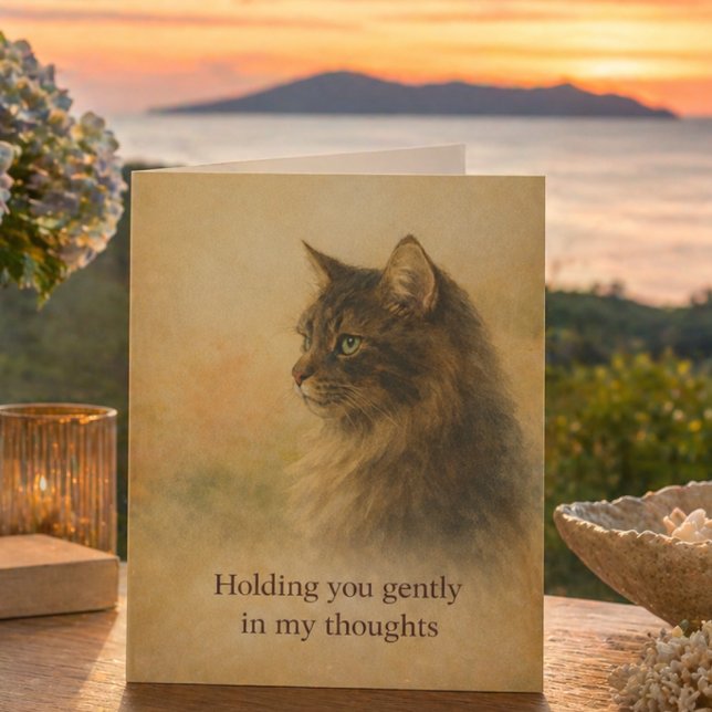 Thinking of You Cat Card | Keeping in Touch Card (Thoughtful sympathy card to show care, comfort and support when words matter most)