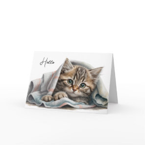 Thinking of You Cat in Blanket Card