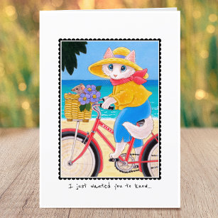 Thinking of you Cat & Mouse Bicycle Custom Folded Card