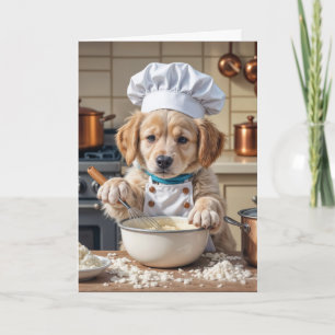 Thinking of You Chef Golden Retriever Puppy Card