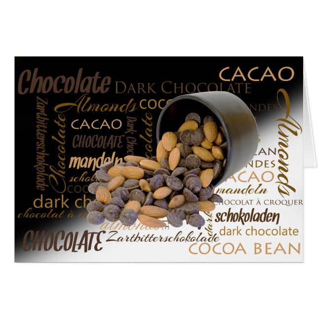 Thinking of You Chocolate Bits Almonds Word Cloud Cards (Front Horizontal)