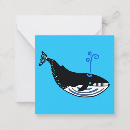 Thinking of you Cool  Blue WHALE _ Nature _ Note Card