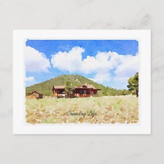 Thinking Of You Country Life Cabins Watercolor 