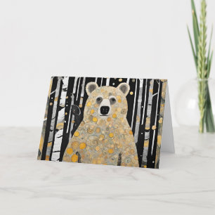 Thinking of You Cute Bear Hug Letterpress Thank You Card