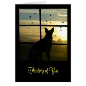 Thinking of You Cute Dog in Window Greeting Card (Front)