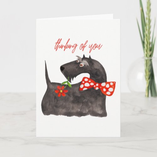 Thinking of You Cute Dog Watercolor Blank Inside Card