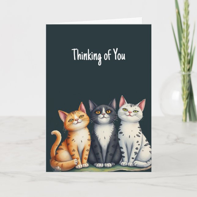 Thinking of You Cute Little Cat Kittens  Card (Front)