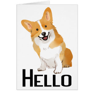 Thinking of You Cute Puppy Dog Corgi Hello Cards