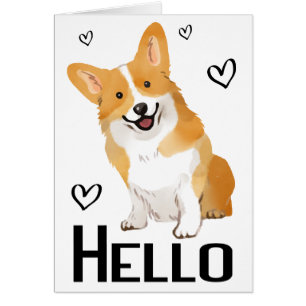 Thinking of You Cute Puppy Dog Corgi Hello Cards