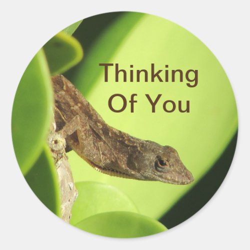 Thinking Of You Cute Reptile Gecko Friendship Classic Round Sticker