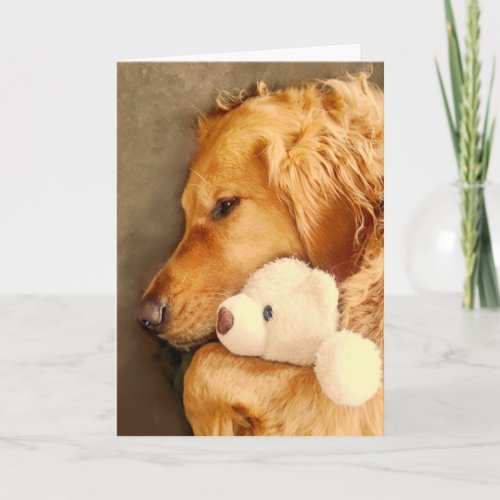 Thinking of You Cute Sad Golden Retriever Dog Pet Card
