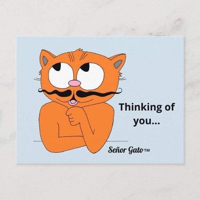 "Thinking of You..." cute sweet mustache cat Postcard (Front)