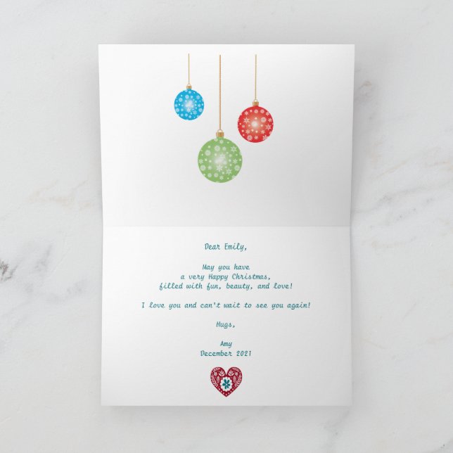 Thinking of You Cute Teddy Bear Christmas Card (Inside)