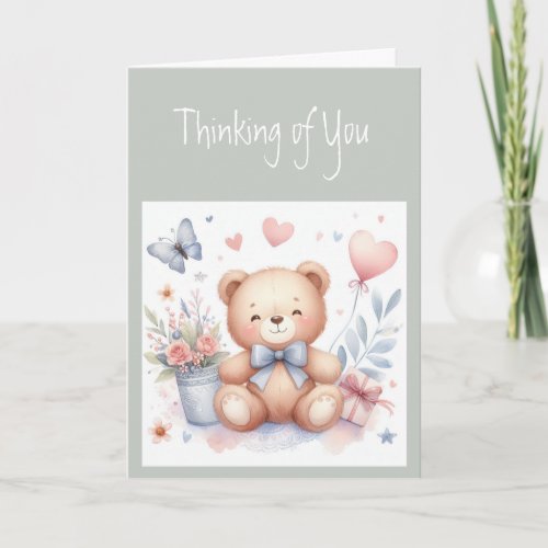 Thinking of You Cute Teddy Bear Love Card