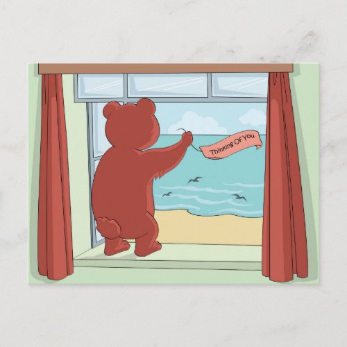 Thinking of You Cute Teddy Bear Missing You Postcard