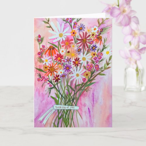 Thinking of You Daisy Bouquet Customize it Card