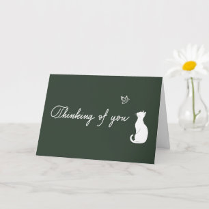 Thinking of You Deep Green Cat Loss Sympathy Card