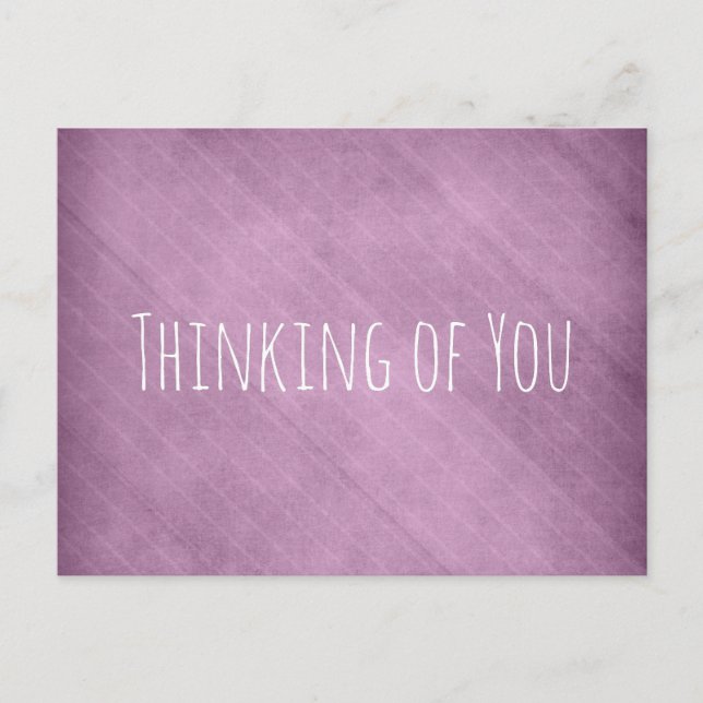 Thinking of You Diagonal Pink Grunge Stripes Postcard (Front)