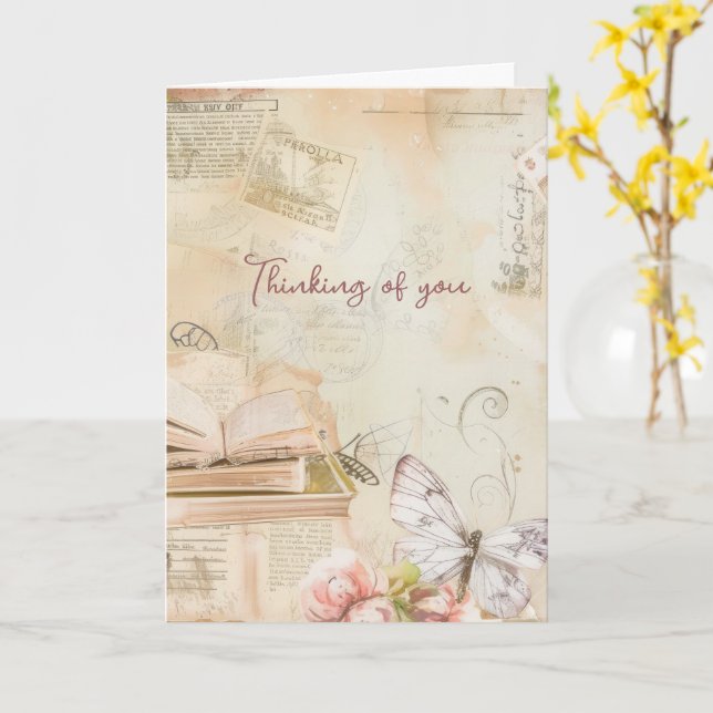 Thinking of You Dreamy Vintage  Card (Yellow Flower)