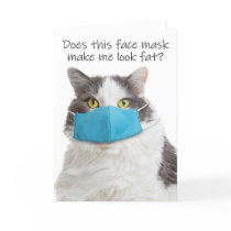 Thinking of You Fat Cat in Face Mask Humor Holiday Card Thinking of You Fat Cat in Face Mask Humor Holiday Card