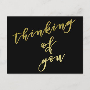 Thinking of you   Faux Gold Script Postcard