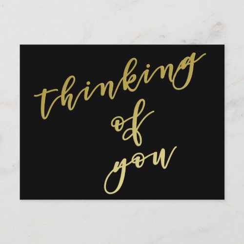 Thinking of you  Faux Gold Script Postcard