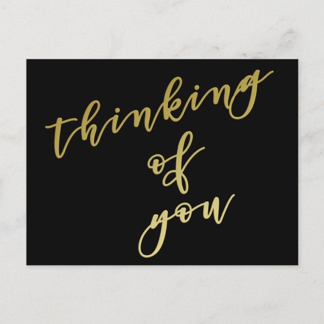 Thinking of you | Faux Gold Script Postcard (Front)