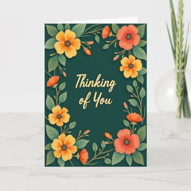 Thinking Of You Floral Art Card (Front)