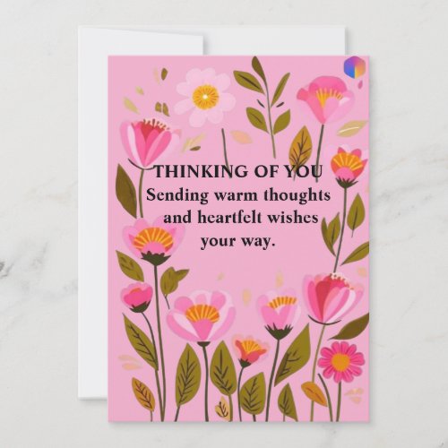 Thinking of You Floral Greeting Card | Pink Wildfl