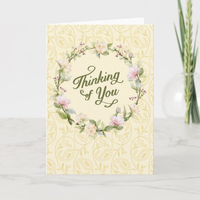 Thinking of You - floral wreath Card (Front)