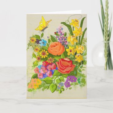 Thinking of You Flowers and Butterfly Card