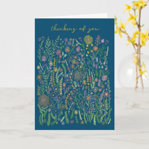 Thinking of You Flowers Fields Meadow Floral  Card