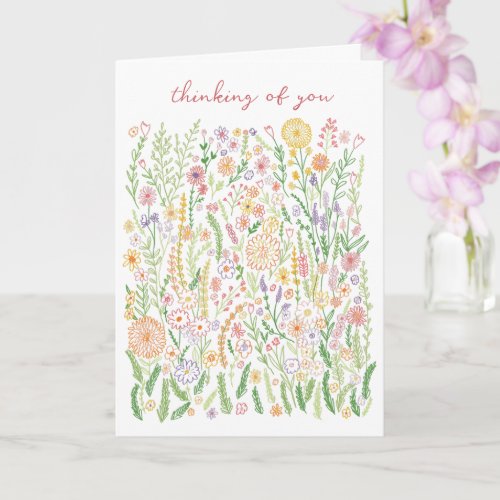 Thinking of You Flowers Fields Meadow Floral  Card